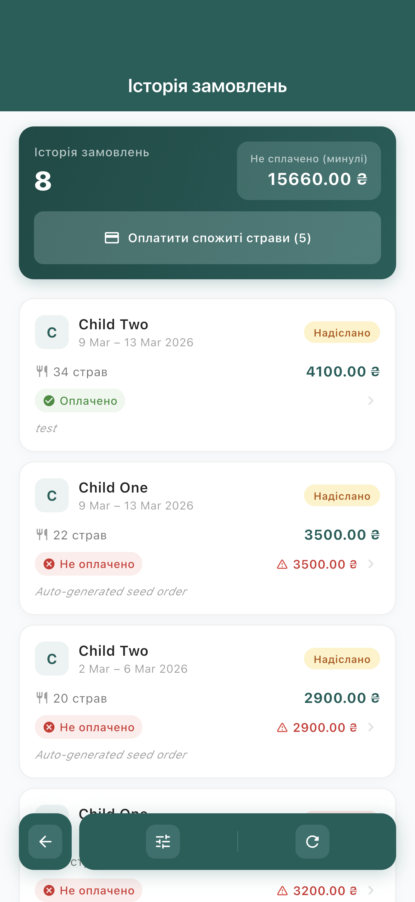 Історія замовлень